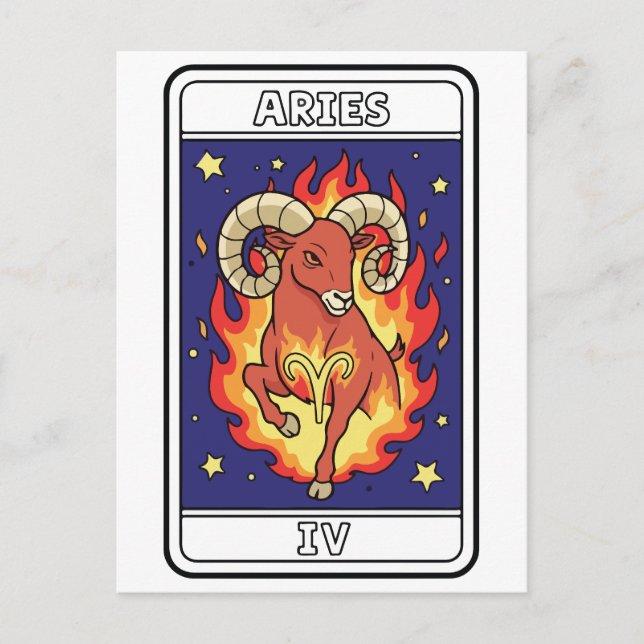 Postal Ilustracion Astrología Aries Zodiac (Anverso)