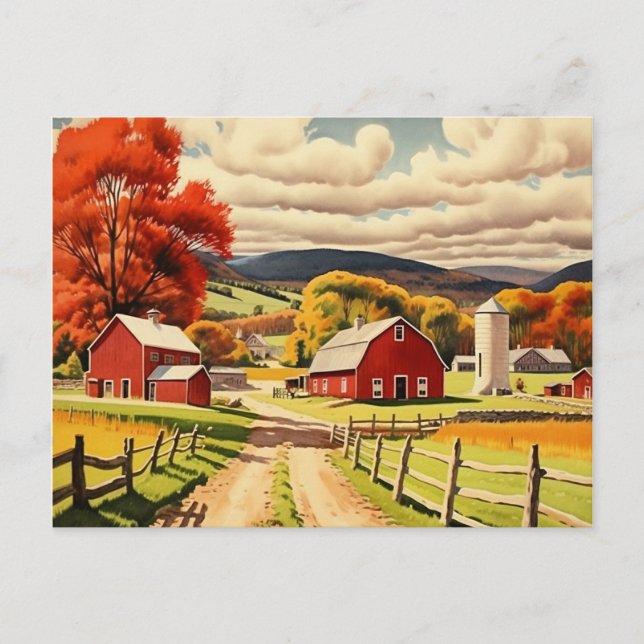 Postal Ilustracion Autumn Homestead (Anverso)