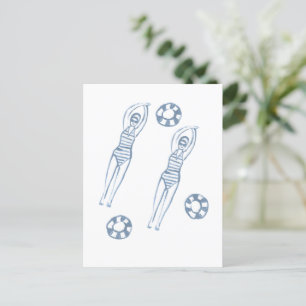 Postal Ilustracion azul para nadadores de Snicro artístic