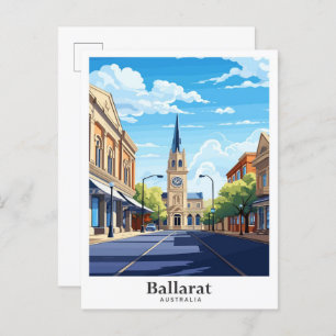 Postal Ilustracion Ballarat Australia Viaje Arte Vintage