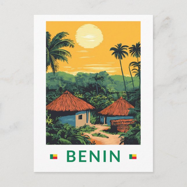 Postal Ilustracion Benín Sunset Viaje de arte (Anverso)