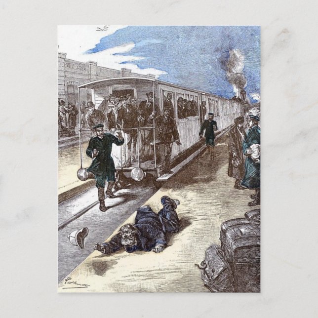 Postal Ilustracion Bennet de león del motor de vapor del  (Anverso)