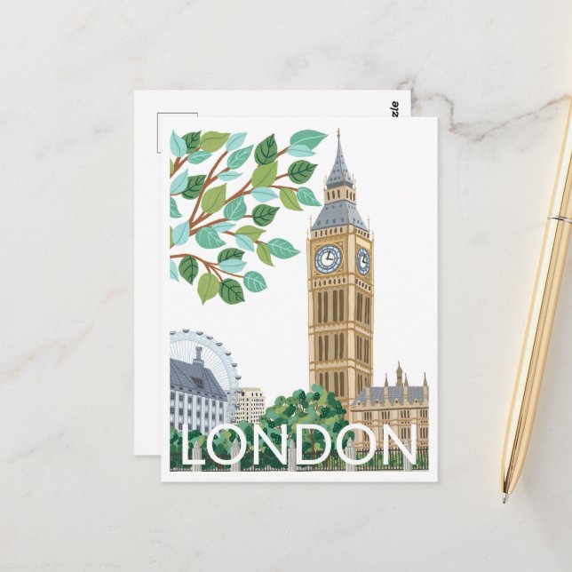 Postal Ilustracion Big Ben London (Anverso/Reverso In Situ)