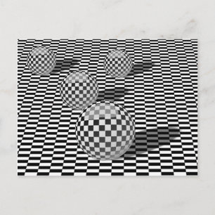 Postal Ilustracion blanco y negro con las bolas en un