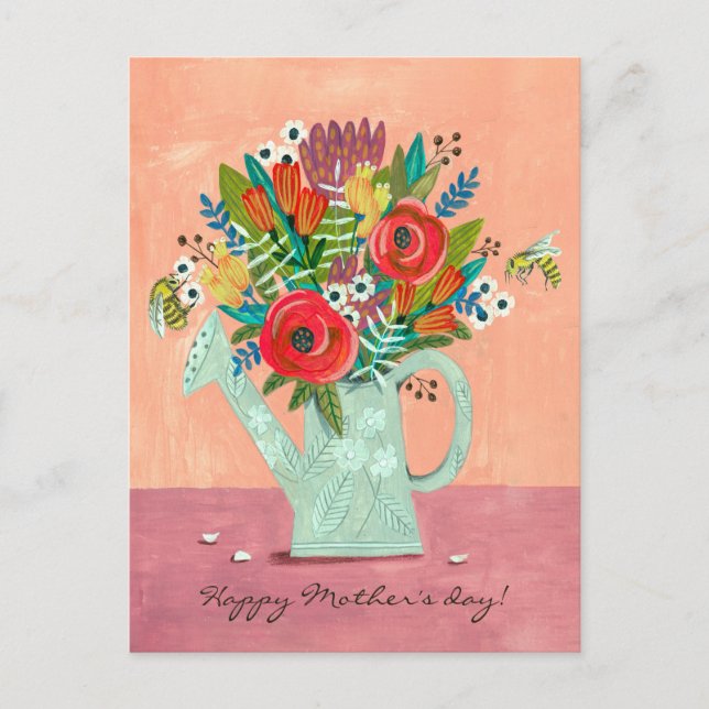 Postal Ilustracion Boho Flowers (Anverso)