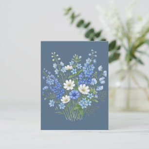 Postal Ilustración botánica de ramo de flores silvestres