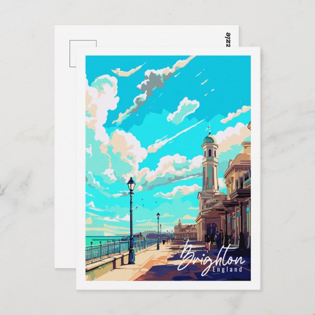 Postal Ilustracion Brighton England vintage (Anverso / Reverso)