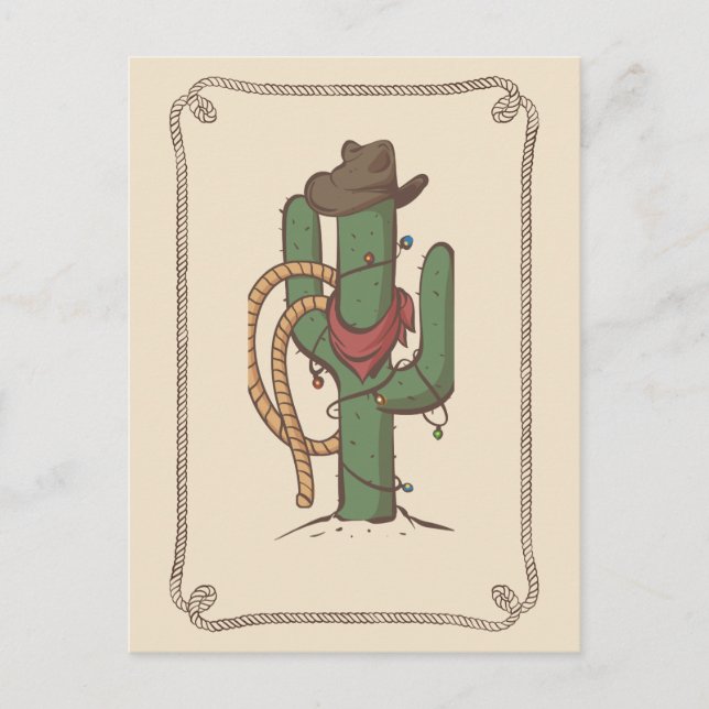 Postal Ilustracion Cactus Cowboy (Anverso)