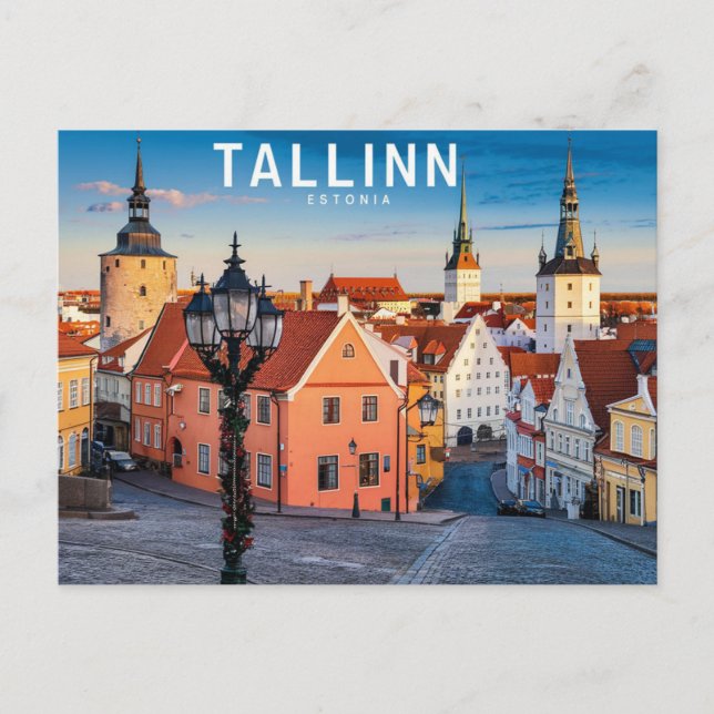 Postal Ilustracion Callejero de Tallín Estonia (Anverso)