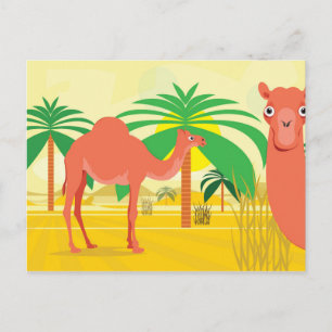 Postal Ilustracion Camels