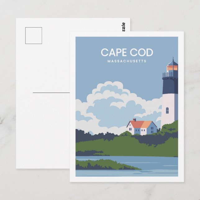 Postal Ilustracion Cape Cod Massachusetts Travel Place (Anverso / Reverso)