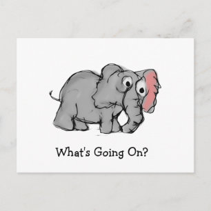 Postal Ilustración caprichosa de elefante dibujado a mano
