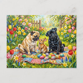 Postal Ilustración caprichosa de perros de limpieza en pi