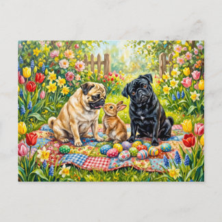 Postal Ilustración caprichosa de perros de limpieza en pi