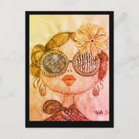 ilustración cara de chica fashión