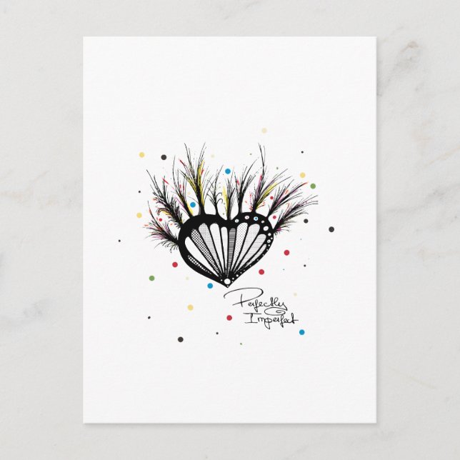 Postal Ilustracion cardíaco de amor perfectamente imperfe (Anverso)