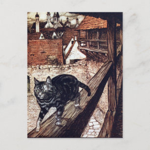Postal Ilustracion Castle Cat Rackham