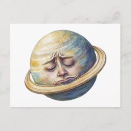 Postal Ilustracion celeste de Saturno acuarela