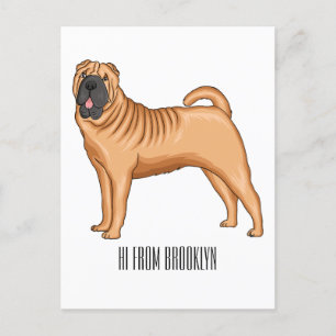 Postal Ilustracion chino de personalizado de perro Shar-P