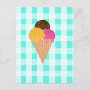 Postal Ilustración Colorida de Helado
