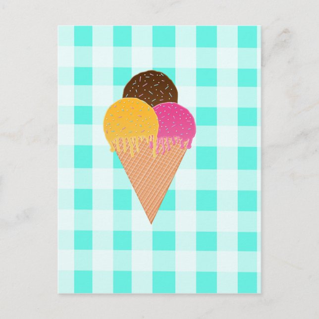 Postal Ilustración Colorida de Helado (Anverso)