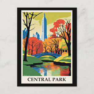 Postal Ilustracion colorido de Central Park