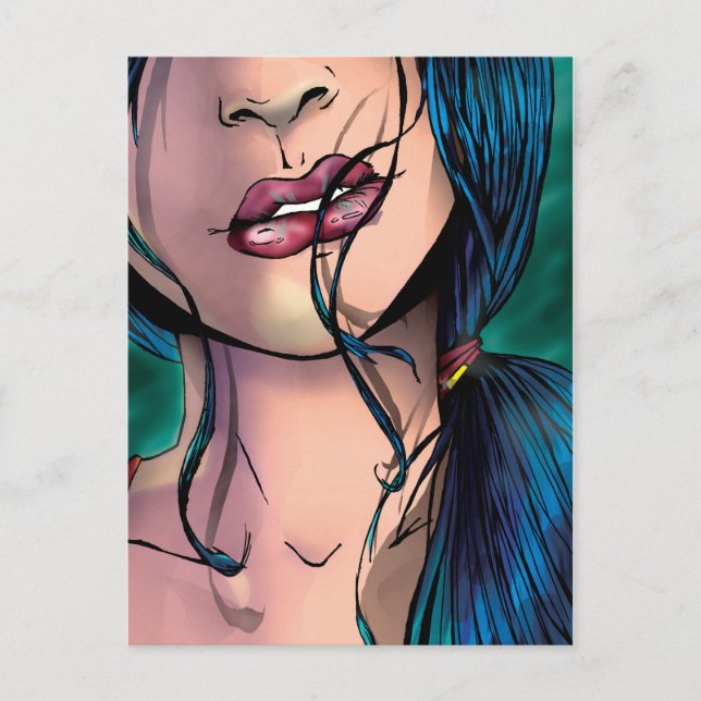 Postal Ilustracion cómico de un Chica sexy llamado Miki (Anverso)