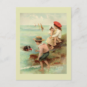Postal Ilustracion costero vintage