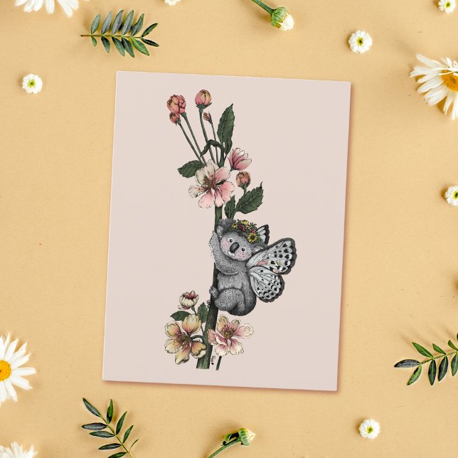 Postal Ilustracion Cute Botanical Koala Beary Watercolor (Subido por el creador)