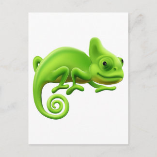 Postal Ilustracion Cute Chameleon