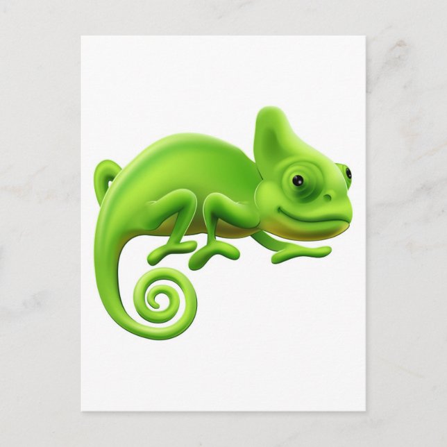 Postal Ilustracion Cute Chameleon (Anverso)