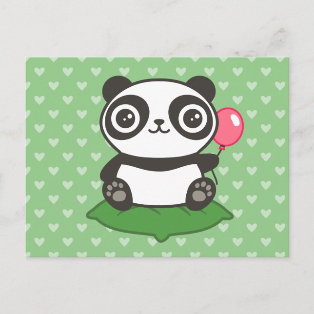 Postal Ilustracion Cute Panda (Anverso)