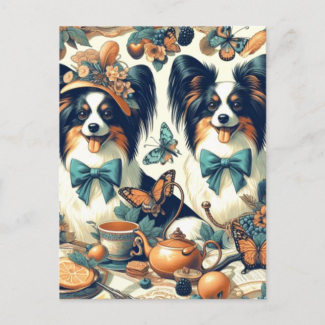 Postal Ilustracion Cute Papillon Dog (Anverso)