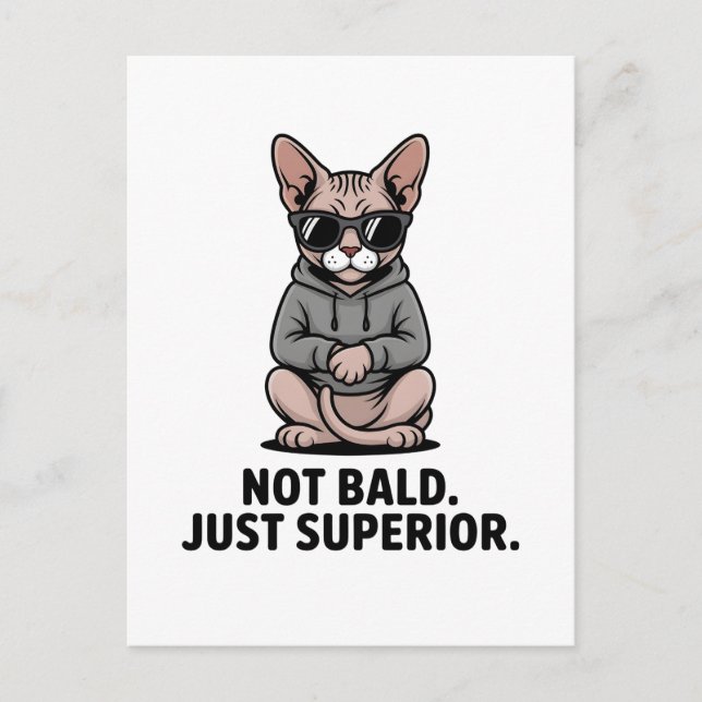 Postal Ilustración de actitud de gato Sphynx superior (Anverso)