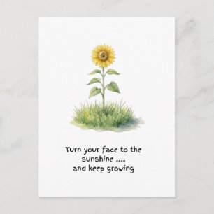 Postal Ilustración de acuarela de girasol