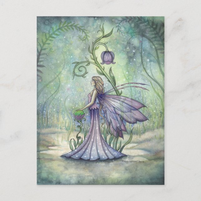 Postal Ilustración de Acuarela de Hada de Primavera Tempr (Anverso)