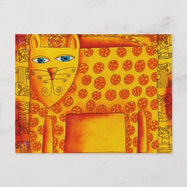 Postal Ilustración de acuarela de leopardo estampado (Anverso)