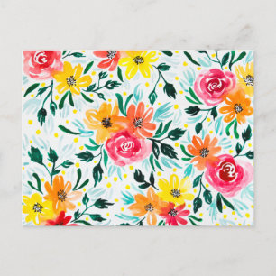 Postal Ilustracion de acuarela floral femenina moderna