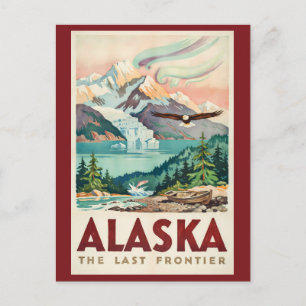Postal Ilustración de águila calva de las luces del norte