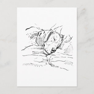 Postal Ilustración de amante de perros Beagle
