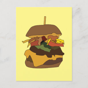 Postal Ilustración de amor por la hamburguesa Burger Hamb
