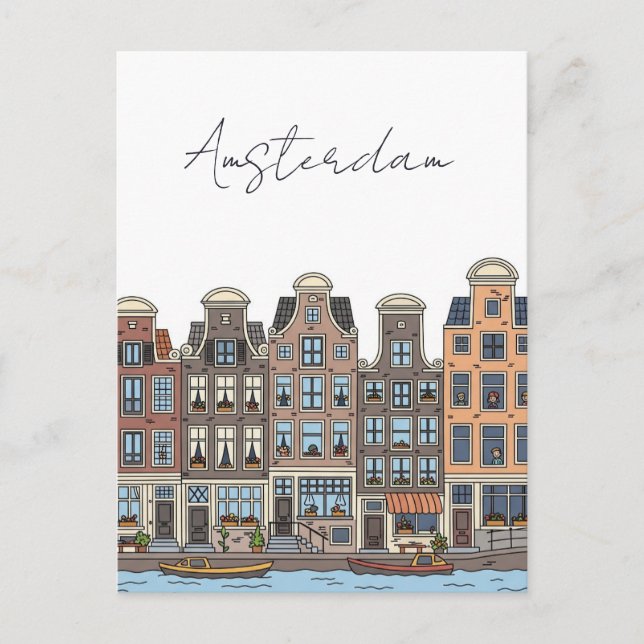 Postal Ilustracion de Amsterdam Países Bajos (Anverso)