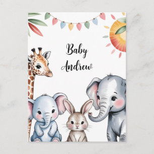 Postal Ilustración de animales de safari en acuarela ador