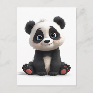 Postal Ilustración de arte de dibujos animados de oso pan