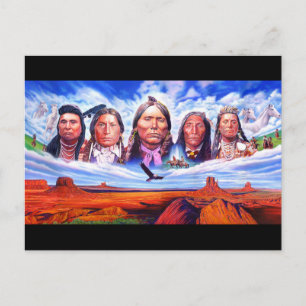Postal Ilustracion de arte de los nativos estadounidenses
