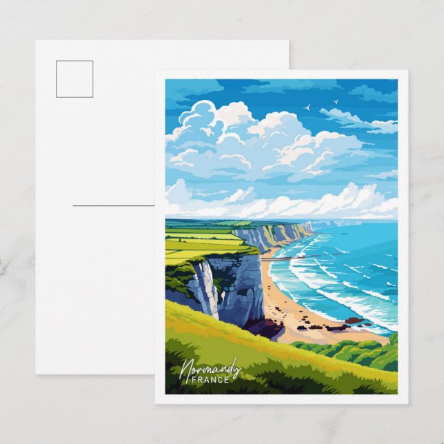Postal Ilustracion de arte de Normandía France Viajes (Anverso / Reverso)