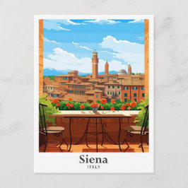 Postal Ilustracion de arte de Siena Italia Viajes de arte