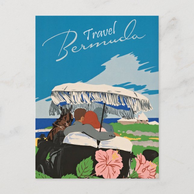Postal Ilustración de arte de viajes en las Bermudas anti (Anverso)