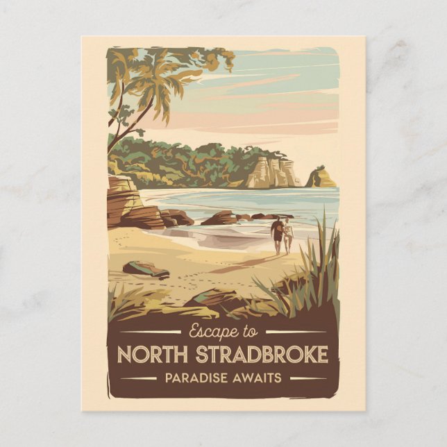 Postal Ilustracion de Australia en la isla Stradbreak Nor (Anverso)