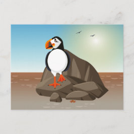 Postal Ilustracion de aves - El Puffin es un ave marina c
